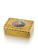 A PEARL-SET GOLD AND ENAMEL SINGING BIRD BOX, FRÈRES ROCHAT, GENEVA, CIRCA 1820
