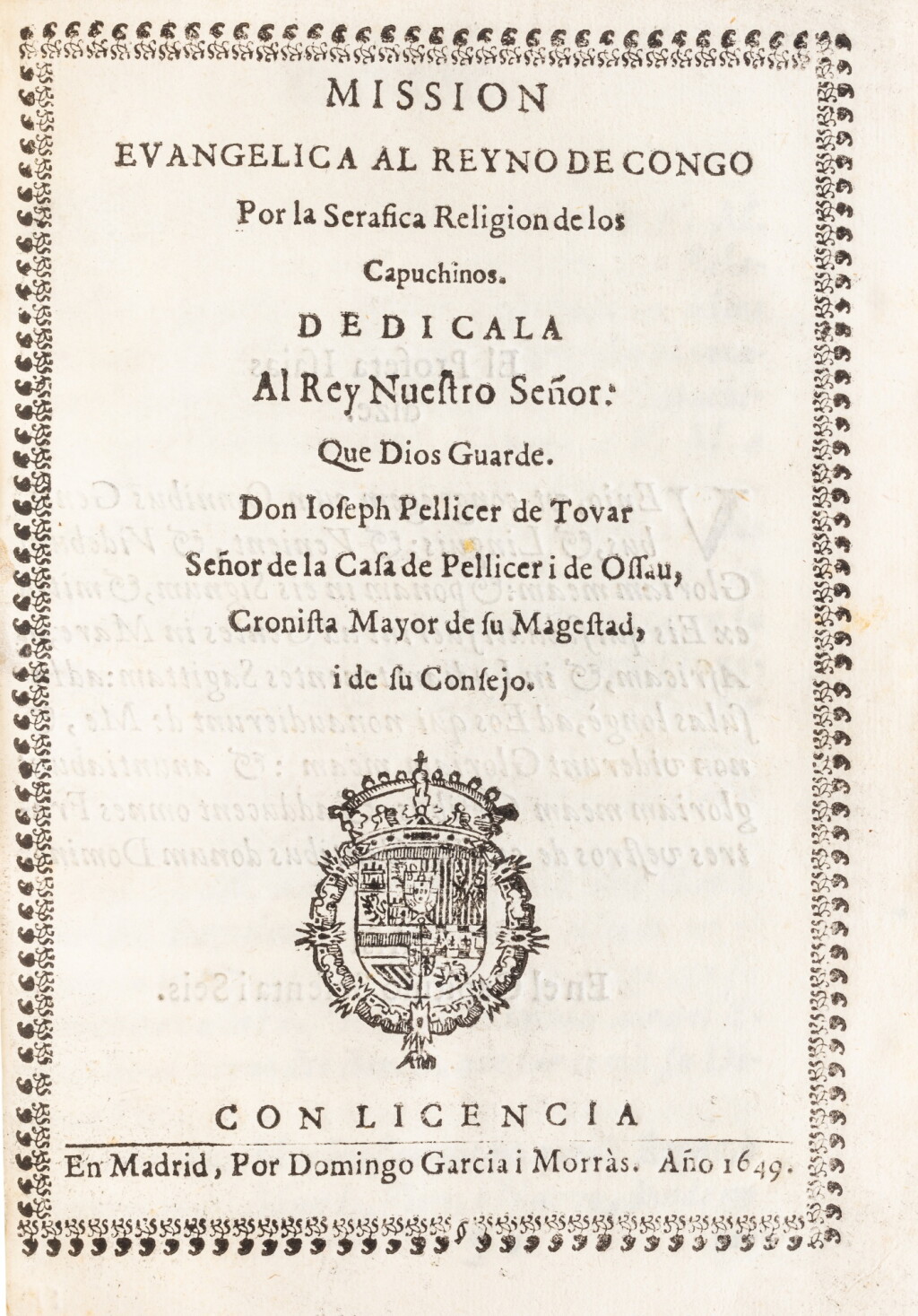 View full screen - View 1 of Lot 172. Mission evangelica al reyno de Congo... Madrid, 1649. In-4. Vélin de l'époque. Édition originale..