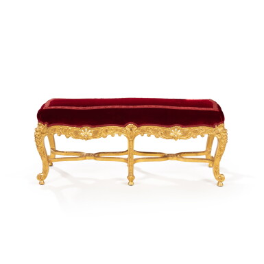 View full screen - View 1 of Lot 408. A Régence style giltwood banquette, late 19th century.