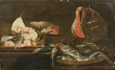View full screen - View 1 of Lot 56. Alexander Adriaenssen, Still life of fish on a table.
