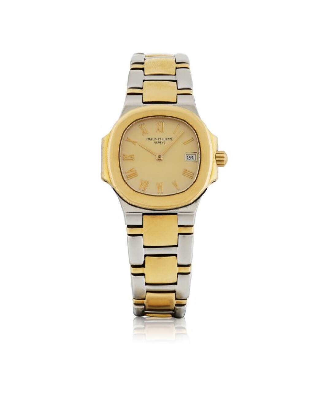 View full screen - View 1 of Lot 64. PATEK PHILIPPE | NAUTILUS, REF 4700/61 YELLOW GOLD AND STAINLESS STEEL WRISTWATCH WITH DATE AND BRACELET MADE IN 1994.