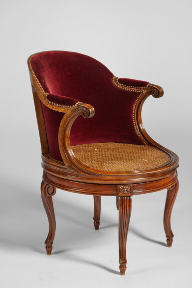 View full screen - View 1 of Lot 206. Louis XVI Walnut Fauteuil de Bureau in the manner of Jacob, Circa 1780.