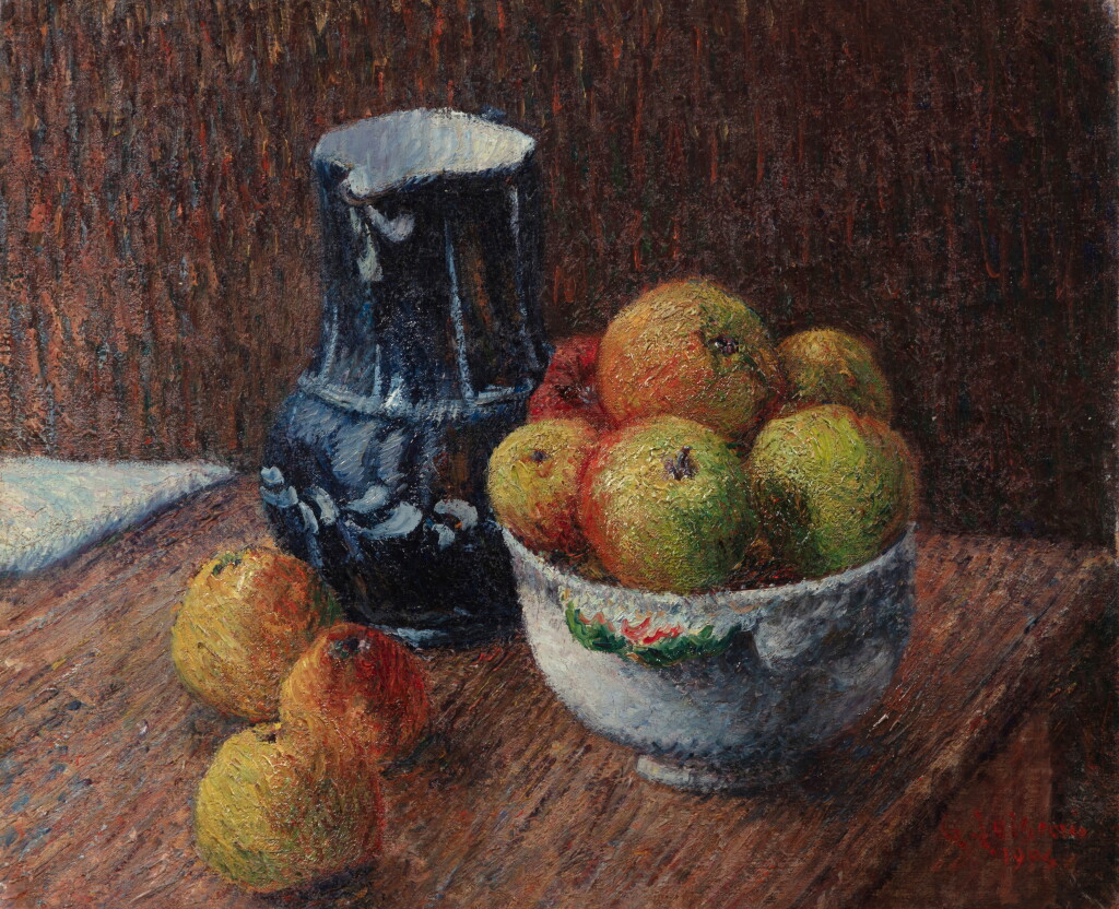 View full screen - View 1 of Lot 315. Nature morte, cruche et pommes.