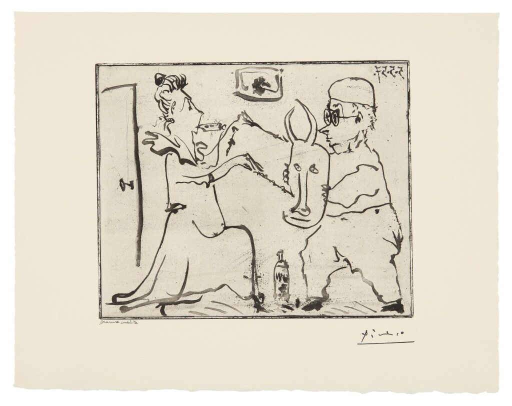 View full screen - View 1 of Lot 17. PABLO PICASSO | HISTOIRE DE SABARTÉS ET DE SA VOISINE: LES BANDERILLES (BA. 968).