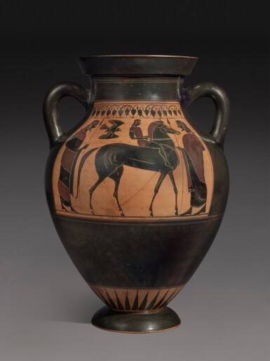 View full screen - View 1 of Lot 105. An Attic Black-figured Belly Amphora, attributed to the manner of the Princeton Painter, circa 540-520 B.C..