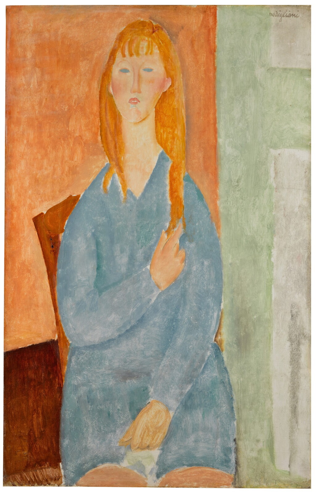 View full screen - View 1 of Lot 1023. Jeune fille assise, les cheveux dénoués (Jeune fille en bleu).