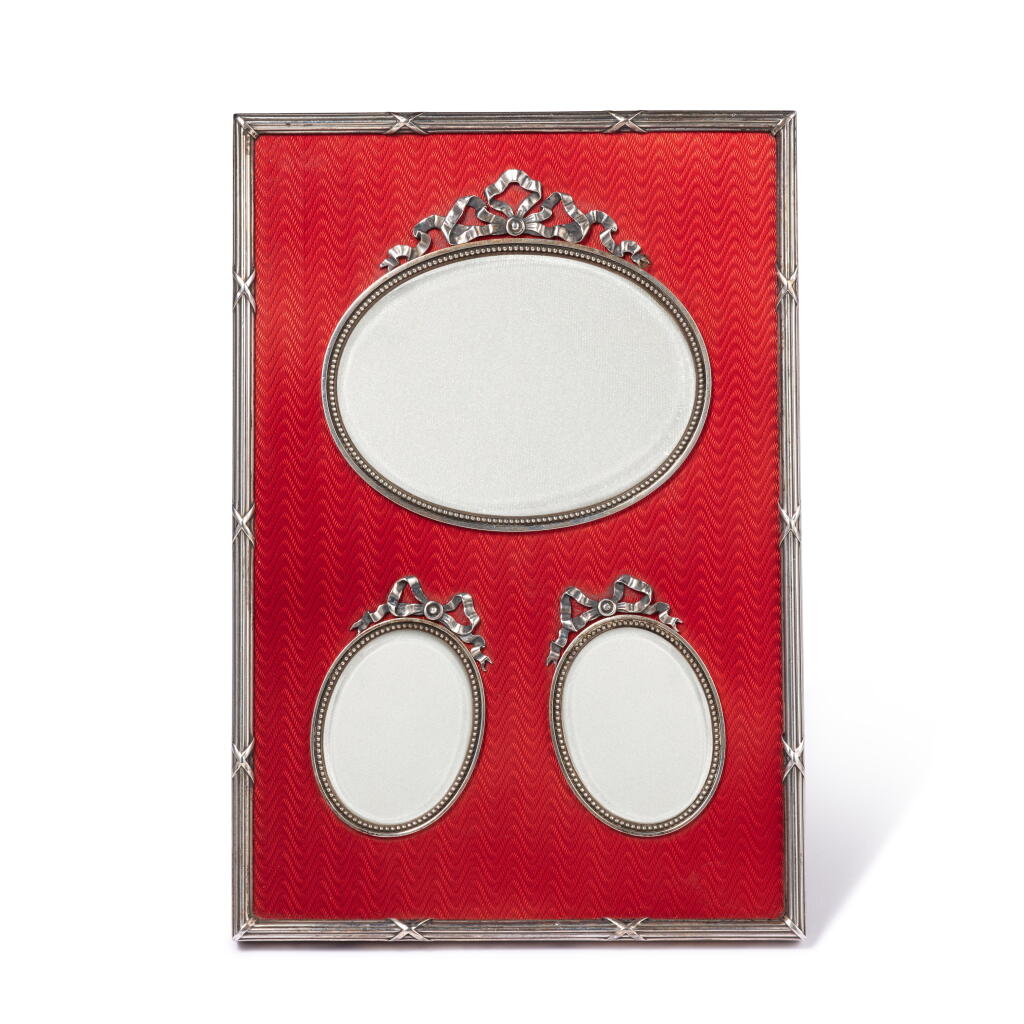 View full screen - View 1 of Lot 119. A Fabergé silver and guilloché enamel frame, workmaster Hjalmar Armfelt, St Petersburg, 1904-1908.