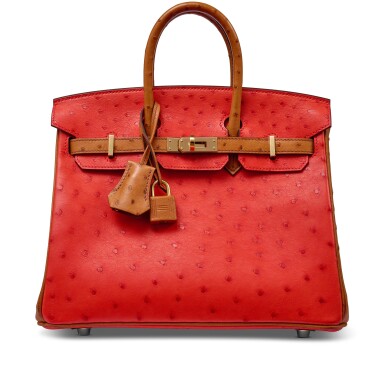 View full screen - View 1 of Lot 32. Capucine and Gold Ostrich Birkin 25 HSS Gold Hardware, 2023.