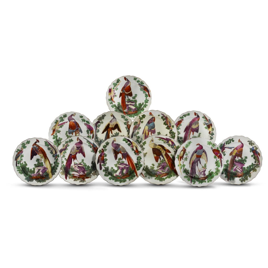 View full screen - View 1 of Lot 50. Eleven Chelsea plates, circa 1762-5.