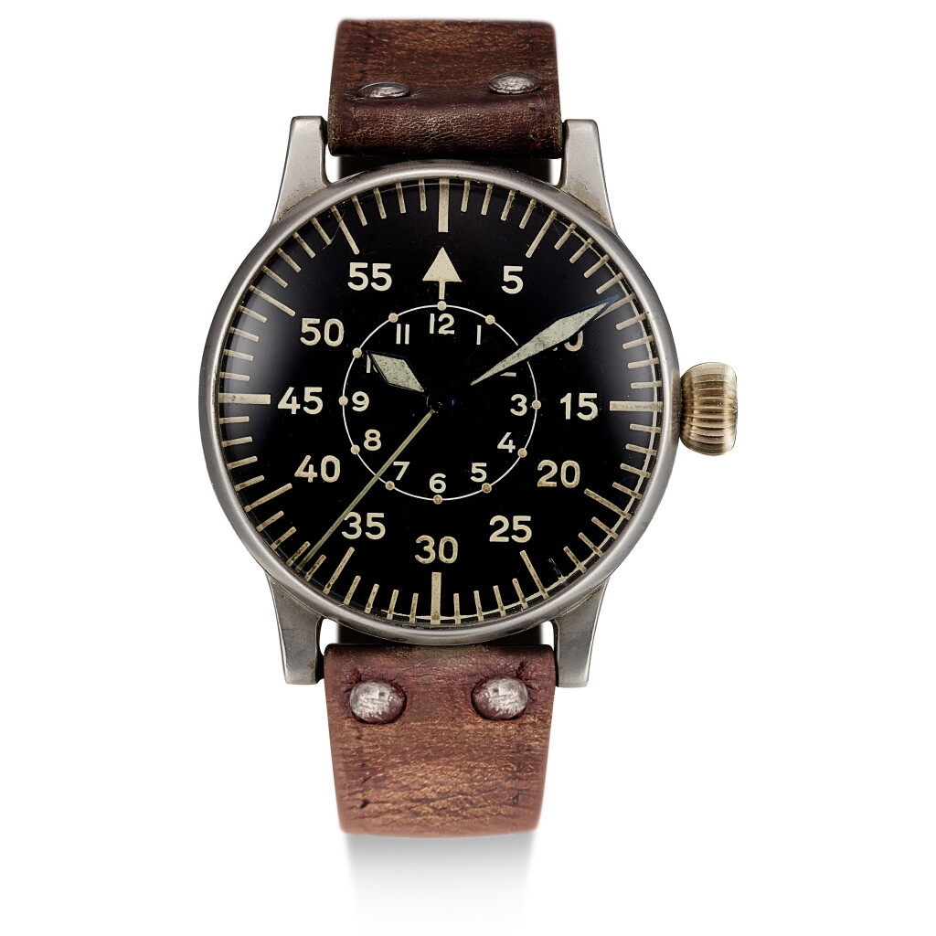 View full screen - View 1 of Lot 67. A. LANGE & SÖHNE | REFERENCE 127-560A-1, A STAINLESS STEEL AVIATOR WRISTWATCH, CIRCA 1940.