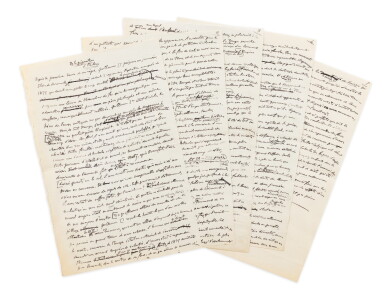 View full screen - View 1 of Lot 128. De la préparation à l'action. Manuscrit autographe de 5 feuillets in-folio, après oct 1914..