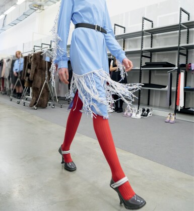 View full screen - View 1 of Lot 23. PRADA | BEADED FRINGE EMBROIDERY DRESS, ONE OF A KIND, NOT IN THE SHOW NEITHER IN THE STORES.