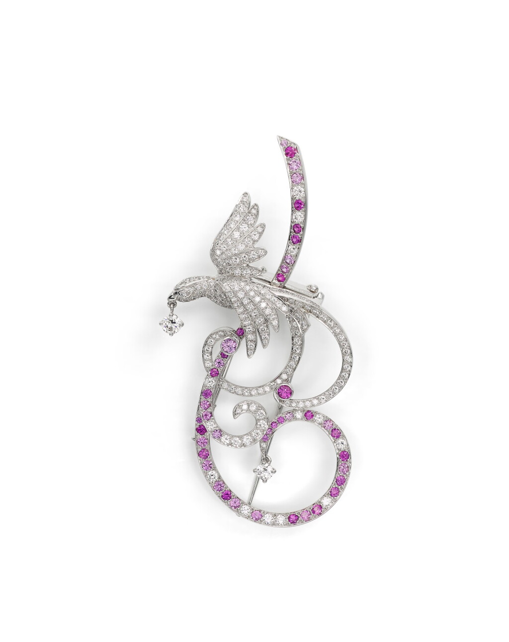 View full screen - View 1 of Lot 1601. VAN CLEEF & ARPELS | 'OISEAUX DE PARADIS' DIAMOND AND PINK SAPPHIRE BROOCH | 梵克雅寶 | 'Oiseaux de Paradis' 鑽石 配 粉紅剛玉 胸針.