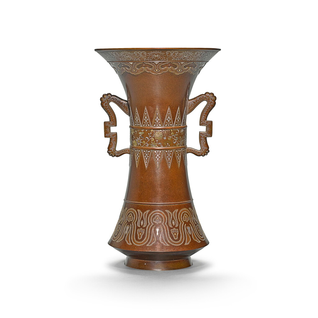 View full screen - View 1 of Lot 91. A LARGE BRONZE VASE, SIGNED KAKO SEI (SUZUKI CHOKICHI, 1848-1919), MEIJI PERIOD, LATE 19TH CENTURY.