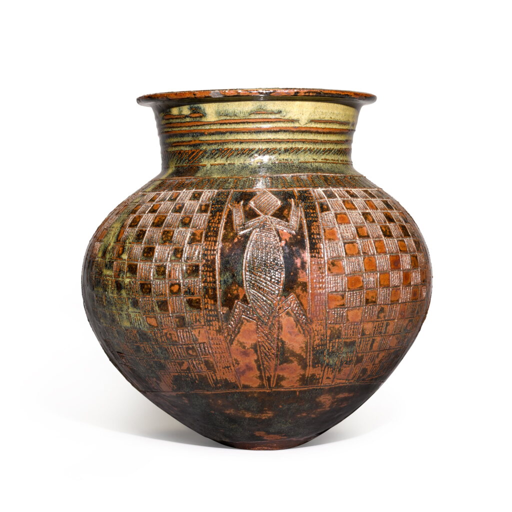 View full screen - View 1 of Lot 26. Large Water Jar with incised 'Lizard' design.