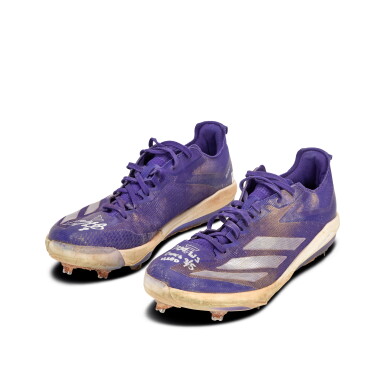 View full screen - View 1 of Lot 50. Kiké Hernández Los Angeles Dodgers 2024 World Series ‘Championship Clinching’ Game Used and Signed Cleats | Game 5 | Right Cleat is an Apparent Match to Game 3.