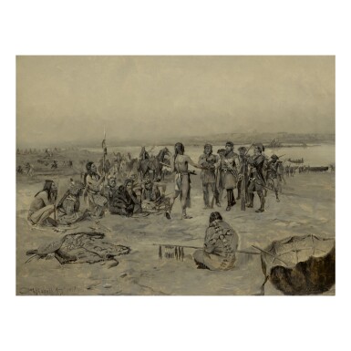 View full screen - View 1 of Lot 48. CHARLES MARION RUSSELL | LEWIS AND CLARK MEETING THE MANDANS (LEWIS AND CLARK EXPEDITION).