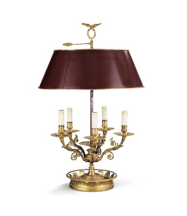 View full screen - View 1 of Lot 286. An Empire style gilt-metal five-light bouillotte lamp,.