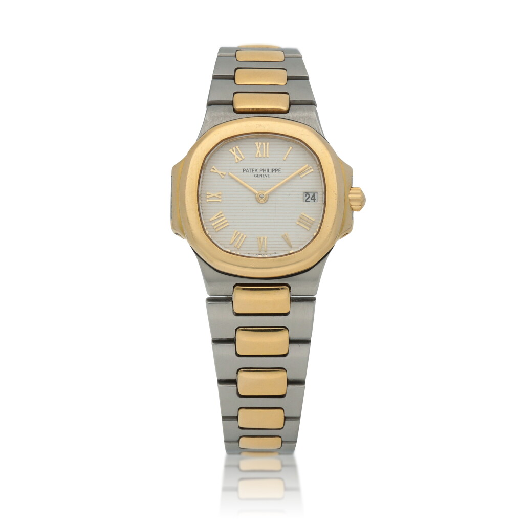 Voir en plein écran - Voir 1 du lot 519. Nautilus, Ref. 4700/011 Stainless steel and yellow gold wristwatch with date and bracelet Circa 1986.