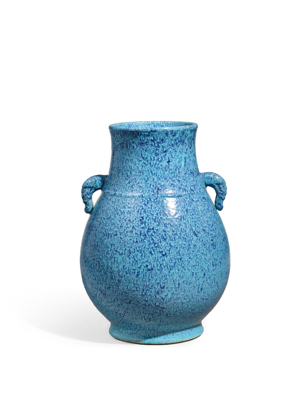 View full screen - View 1 of Lot 2126. A fine robin’s-egg-glazed hu-form vase, Qing dynasty, 18th century | 清十八世紀 爐鈞釉獸耳壺.