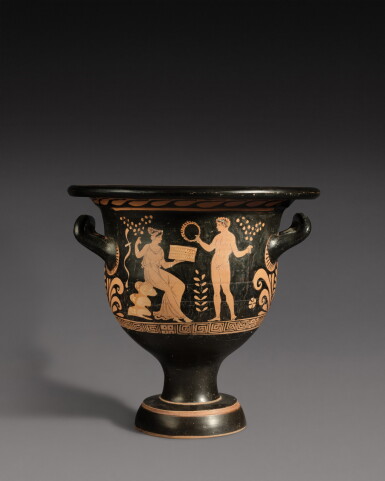 View full screen - View 1 of Lot 38. An Apulian Red-figured Bell Krater, attributed to the Haifa Painter, circa 340-330 B.C..
