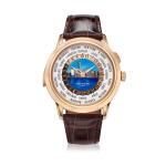 Reference 5531R-010 World Time Minute Repeater, An impressive and rare pink gold minute repeating world time wristwatch with miniature cloisonné enamel dial depicting the Manhattan skyline, Circa 2017 百達翡麗 5531R-010 型號 World Time Minute Repeater 罕有粉紅金三問世界時間腕錶配迷你掐絲琺瑯錶盤，錶盤繪曼哈頓海岸線風景，約2017年製