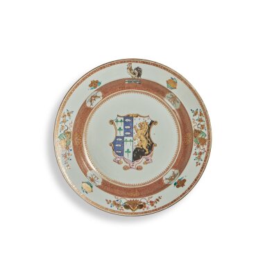 View full screen - View 1 of Lot 658. A Large Chinese Export Armorial Basin, Qing Dynasty, Yongzheng Period, circa 1724.