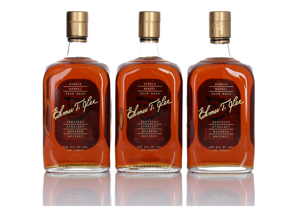 View full screen - View 1 of Lot 168. Elmer T. Lee Single Barrel 90 Proof NV (3 Bottles 75cl).