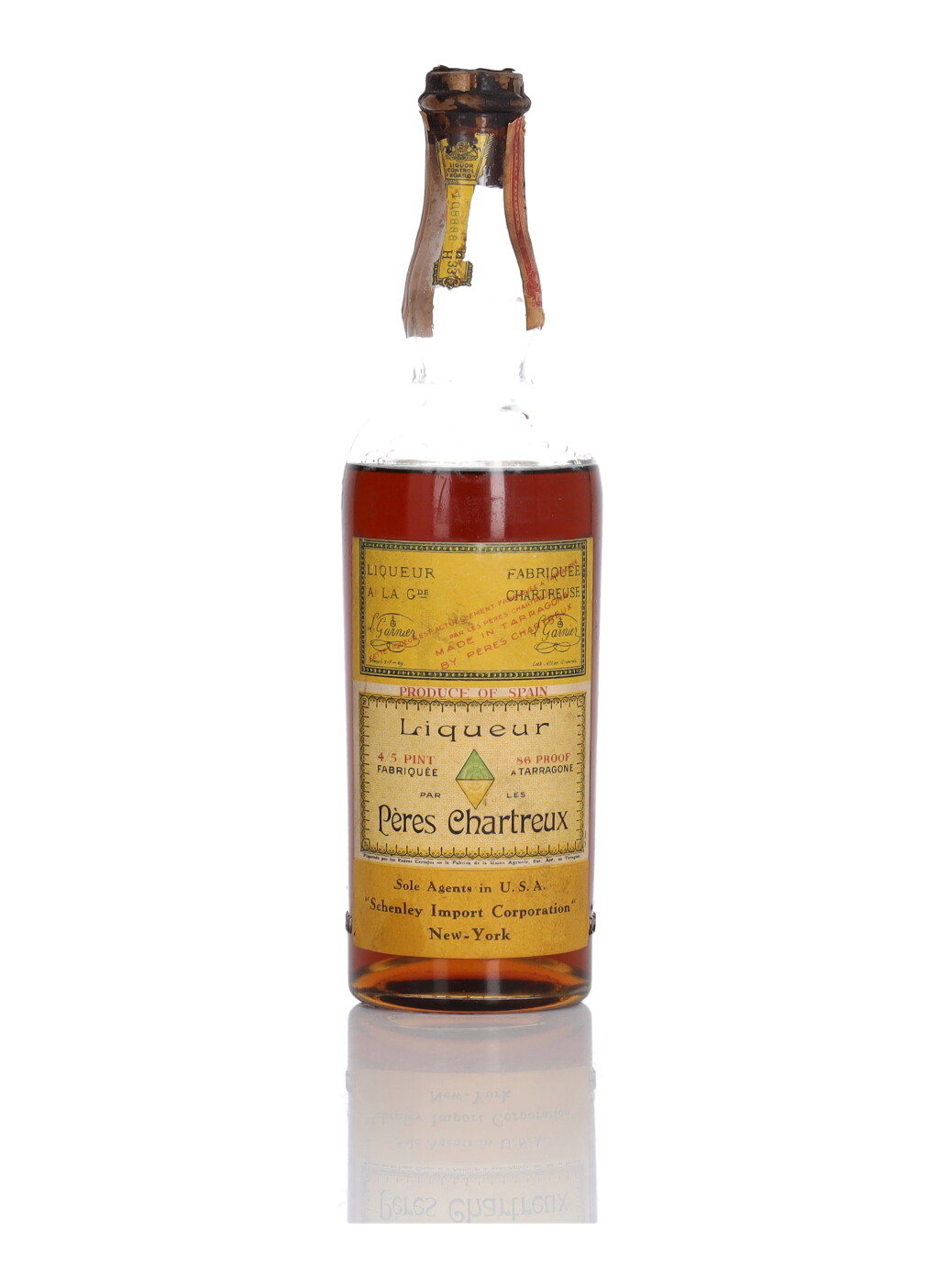 View full screen - View 1 of Lot 303. Chartreuse Yellow 86 Proof NV (1 Bottle 4/5 Pint).