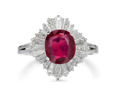 View full screen - View 1 of Lot 93. RUBY AND DIAMOND RING.