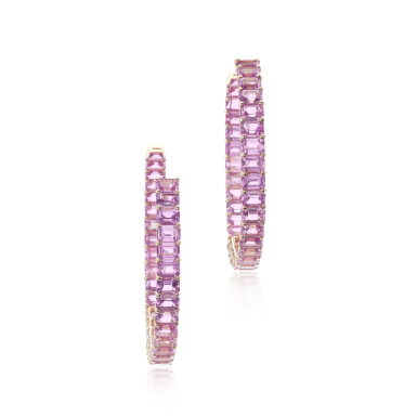 View full screen - View 1 of Lot 977. Pair of pink sapphire earrings.