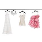 Marc Jacobs Baby Pink Ruffles Mini Dress and Heels and a Jacquemus White Open-Front Lace Dress, Camisole, Brief with Ribbons and Heels