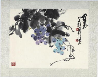 View full screen - View 1 of Lot 38. Wang Geyi, Grapes in Misty Morning Dew.
