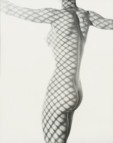 View full screen - View 1 of Lot 14. Erwin Blumenfeld | Nude behind the scenes, New York, 1953 .