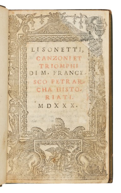 View full screen - View 1 of Lot 1298. Petrarca, Li sonetti, canzoni et triomphi, Venice, Niccolò Zoppino, 1530, nineteenth-century blue polished calf.