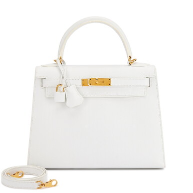 View full screen - View 1 of Lot 659. White Epsom Kelly 28 Sellier Gold Hardware, 2012 and Twilly.