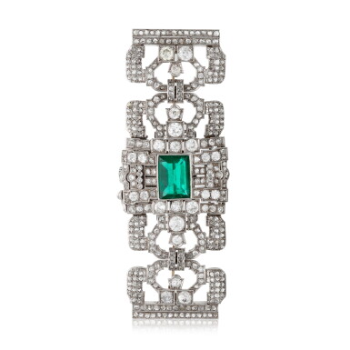 View full screen - View 1 of Lot 165. Paste and diamond brooch/watch.