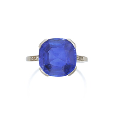 View full screen - View 1 of Lot 741. Sapphire and diamond ring.