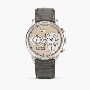 View full screen - View 1 of Lot 2402. Octa Chronographe | A platinum flyback chronograph wristwatch with date and brass movement, Circa 2003.