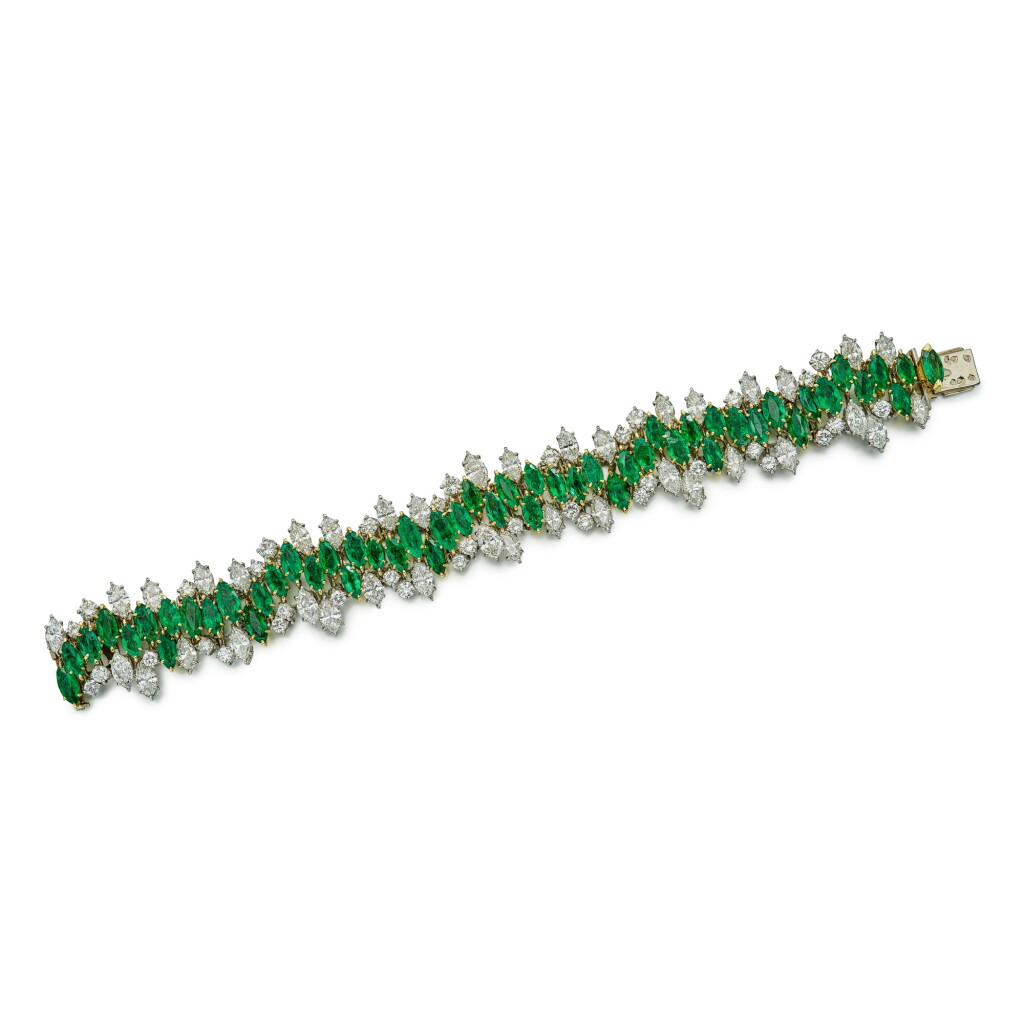 View full screen - View 1 of Lot 1661. Emerald and Diamond Bracelet | Mellerio | 祖母綠 配 鑽石 手鏈.