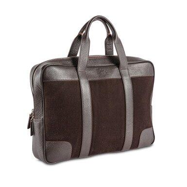 View full screen - View 1 of Lot 82. A brown faux leather and fabric laptop bag.
