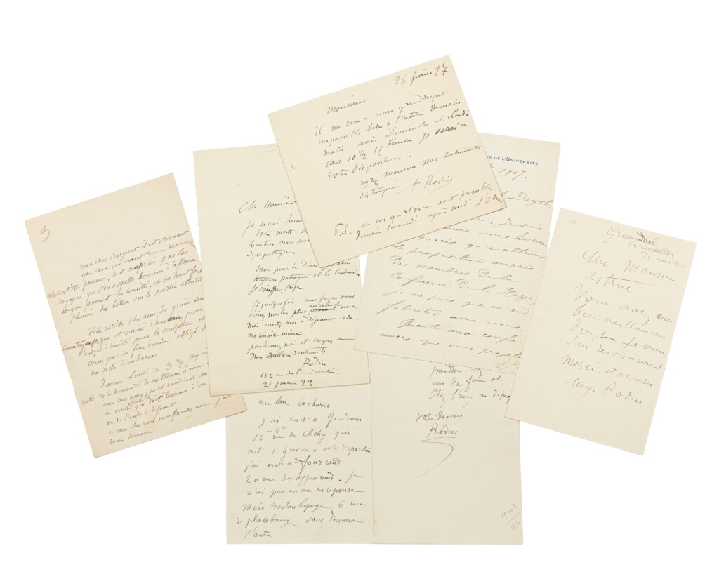 View full screen - View 1 of Lot 47. 19 lettres à Vittorio Pica, Émile Bergerat, Zacharie Astruc, etc. Où il est question de "L'Homme qui marche" et du "Balzac"..