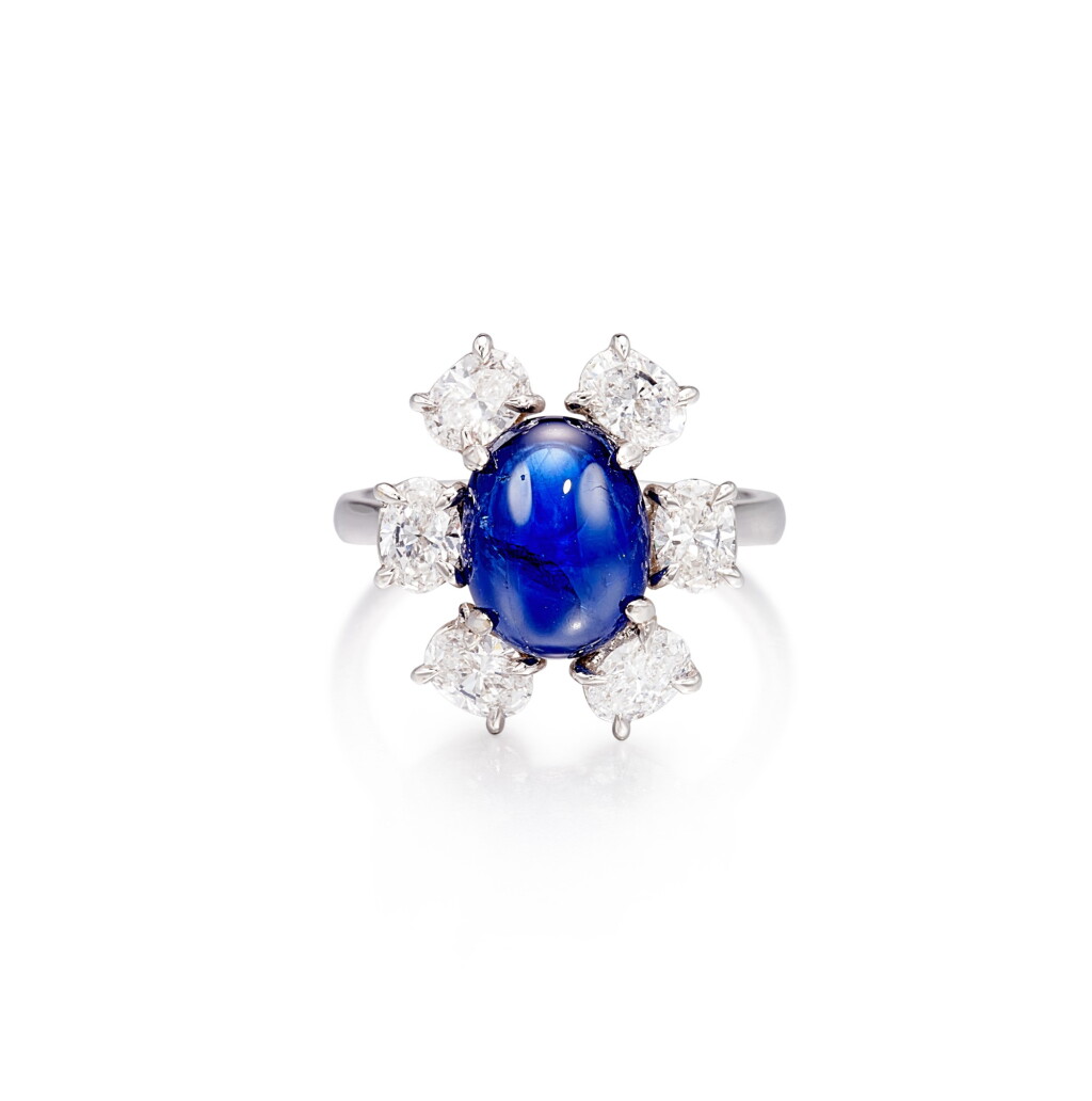 View full screen - View 1 of Lot 1747. Sapphire and Diamond Ring | 4.69克拉 天然 「緬甸」藍寶石 配 鑽石 戒指.