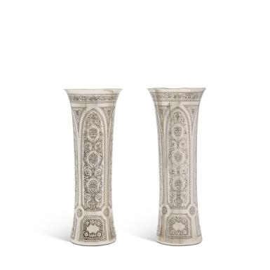 View full screen - View 1 of Lot 327. A Pair of American Art Deco Silver Vases, Tiffany & Co., New York, Circa 1920.