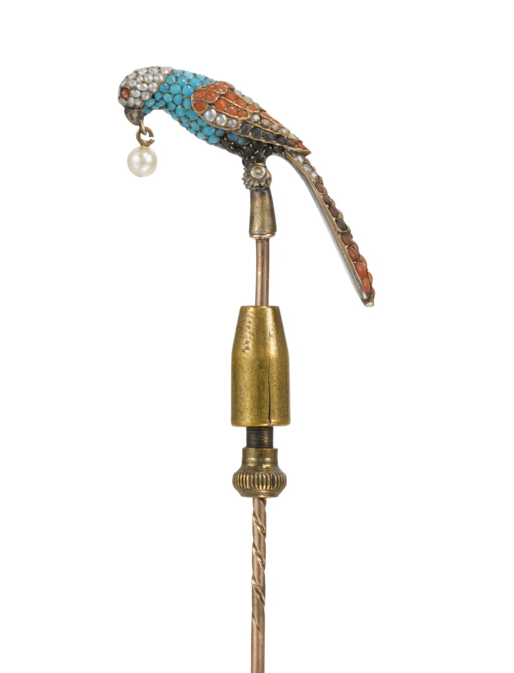 View full screen - View 1 of Lot 18. A Jewelled Gold Tie Pin, Russia, early 20th Century.