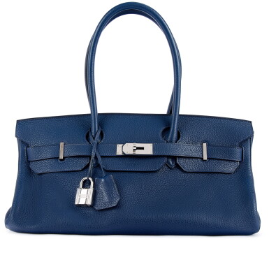 View full screen - View 1 of Lot 9691. Bleu Indigo Clémence JPG Shoulder Birkin 42 Palladium Hardware, 2009.