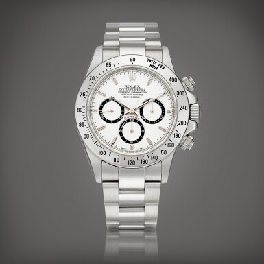 View full screen - View 1 of Lot 2111. Cosmograph Daytona, Reference 16520 A stainless steel chronograph wristwatch with bracelet, Circa 2000 | 勞力士 | Cosmograph Daytona 型號16520 | 精鋼計時鏈帶腕錶,約2000年製.