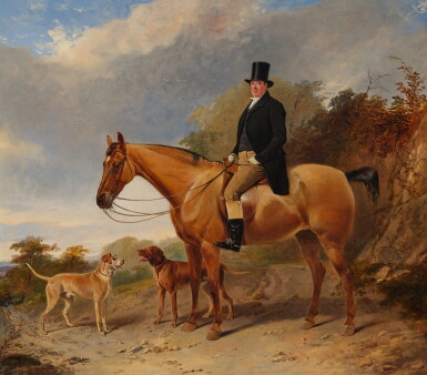 View full screen - View 1 of Lot 26. Edward Gibbon of Everton On a Roan Hunter with Two Hounds.