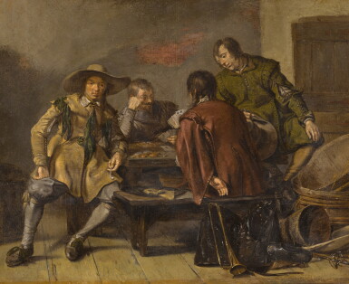 View full screen - View 1 of Lot 66. Figures playing cards inside an inn.