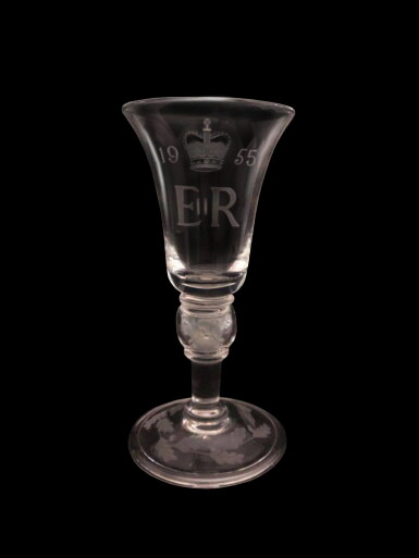 View full screen - View 1 of Lot 29. An engraved coin goblet celebrating the Coronation of Queen Elizabeth II, 1953.